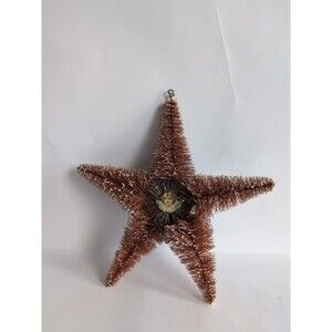 Antique Christmas Bottle Brush Dresden Star Ornament RARE
